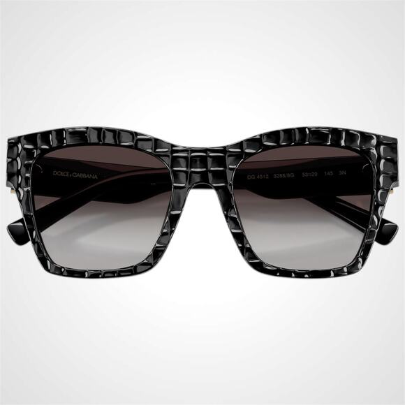 Dolce & Gabbana Sunglasses Black Embossed Cocco Square Acetate Gold DG - Picture 5 of 6